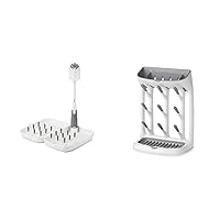 OXO Tot Travel Size Drying Rack with Bottle Brush- Gray & Plastic Tot Space Saving Drying Rack for Kitchen