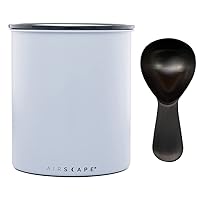 Airscape Kilo Coffee Storage Canister & Scoop Bundle - Large Food Container - Patented Airtight Lid 2-Way Valve Preserve Food Freshness, 2.2 lb Dry Beans (Large Kilo, Matte Gray & Brushed Black Scoop)