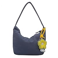 Lady Purse Simple Fashion Underarm Bag with Pendant Versatile Shoulder Bags Armpit Bag Handbag Solid Color Tote Bags