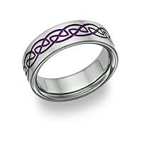 Purple Titanium Celtic Wedding Band Ring