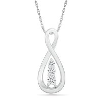 DGOLD 10kt White Gold Round White Diamond 3 Stone Infinity Pendant for Women (1/6 cttw)