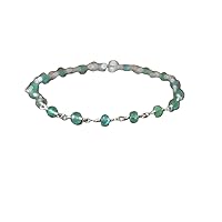 Natural Emerald 3.5mm Round Shape Faceted Cut Gemstone Beads 7 Inch Silver Plated Clasp Bracelet For Men, Women. Natural Gemstone Link Bracelet. | Lcbr_02513