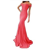 Women's Stain Mermaid Prom Dress Off Shoulder Gown Evening Dresses Trailing