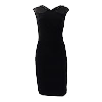 Lauren by Ralph Lauren Women's Beaded-Trim Illusion Dress (10, Black)