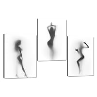 3 Pieces Sexy Nude Girl Wall Art Black and White Sexy Naked Women in the Shower Sexy Posters for Women Canvas Painting Artwork Framed Sexy Wall Art for Bedroom Ready to Hang-12 inch x 16 inch x 3pcs