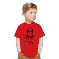 Baffle Funny Toddler Shirt, Yoga Sloth, 80's, Funny Yoga, Animal, Retro, Unisex, Toddler Tee, Youth, Short Sleeve T-Shirt (3T, Red)