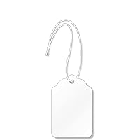 SmartSign White Merchandise Tags with Pre-Strung Loop Strings - Pack of 1000 Marking Tags, Size-7, 12pt Thick Blank Tags, 1.4375