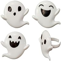 Cupcake Rings, Fun Spooky Cake Toppers for Kids' Halloween Parties, Halloween-themed party Supplies (Ghosts)
