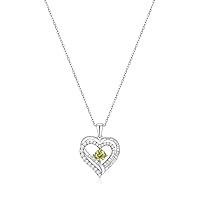 Forever Love Heart Pendant Necklaces for Women 925 Sterling Silver with Birthstone Swarovski Crystal, Birthday,Anniversary,Party,Jewelry Gift for Mom Women Girls(Aug.-Silver)