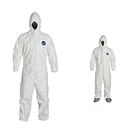 Disposable Suit by Dupont with Elastic Wrists, Ankles and Hood (3XL) White