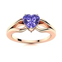 Tanzanite Heart Shape 6.00mm Solitaire Promise Ring | Sterling Silver 925 With Rhodium Plated | A Promise Heart Shape Ring For Womans And Girls Wear Everyday