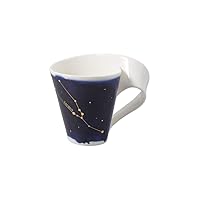 Villeroy & Boch NewWave Stars Handle, Elegant Mug with Bull-Shaped Motif, Premium Porcelain, Dishwasher Safe, White/Blue, 300 ml