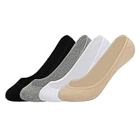 4PCS No Show Invisible Socks For Women, Cotton Pumps, Silicone Non-slip Boat Socks, High Heel Flat Socks For Girls Size 8-9.5 (4 PCS)