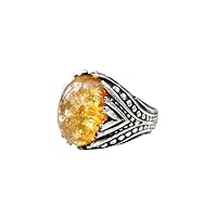 Baltic Amber Mans Ring, Natural Baltic Amber Ring, Genuine Birthstone, Mens Ring, Heavy 925 Sterling Silver, Handmade Jewelry, Ottoman Turkish Arabic Ring, Christmas, Unisex, Wedding, Natural Gemstone Ring, Q-1192