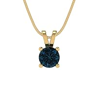 Clara Pucci 0.55ct Round Cut unique Fine jewelry Natural London Blue Topaz Solitaire Pendant With 18