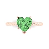 1.9ct Heart Cut Solitaire Rope Knot Light Green Simulated Diamond Bridal Designer Wedding Anniversary Ring 14k Rose Gold