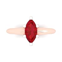 Clara Pucci 1.1 ct Brilliant Marquise Cut Solitaire Simulated Ruby Classic Anniversary Promise Bridal ring Solid 18K Rose Gold for Women