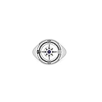925 Hallmark Silver Natural Gemstone Men's Statement Ring | Diamond | Valentine's Gift