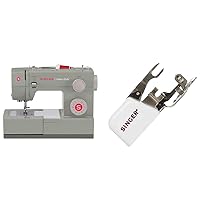 SINGER | Heavy Duty 4452 Sewing Machine, Gray & Side Cutter Attachment Presser Foot, Simutaneously Trims & Hems Edges, Zig-Zag or Overstitch - Sewing Made Easy,White