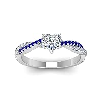 Choose Your Gemstone Twisted Vine Diamond CZ Ring Sterling silver plated Heart Shape Side Stone Engagement Prong Setting Birthstone Ring for womens & Girls Size US 4 TO 12