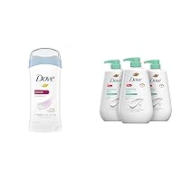 Dove Antiperspirant Deodorant, Powder 2.6 Ounce (Pack of 6) & Sensitive Skin Body Wash, Hypoallergenic and Paraben-Free, 30.6 fl oz (Pack of 3)