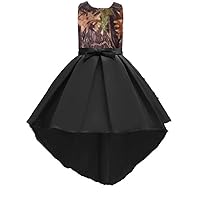 Camouflage High Low Flower Girl Party Dresses Junior Bridesmaid Gown Satin