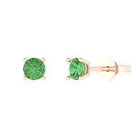 0.3ct Round Cut Solitaire Fine Jewelry Turquoise Green Simulated Diamond Pair of Stud Earrings 14k Pink Rose Gold Push Back