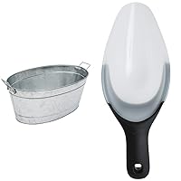 Achla Designs C-55 Large Galvanized Steel Metal Oval tub & OXO Good Grips Flexible Scoop