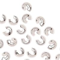 Beadaholique FCR-1053 144 Shiny Silver Tone Crimp Bead Covers, 3mm