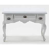Melody Jane Dolls Houses Classics by Handley Dollhouse Miniature White Desk with Pewter Drawer Pulls