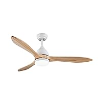 EVOLAR EVO-CF50BW Ceiling Fan with Lighting, LED Ceiling Light with Fan, 18 W LED Light, Dimmable, 3 Colour Temperatures, Diameter 127 cm, Remote Control, Quiet, Summer/Winter Mode, Wood White