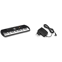 Casio SA-77 Mini Keyboard with 44 Keys Black Grey & AD-E95100LG Power Adapter 9.5 Volt Black