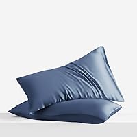 LINENWALAS Eucalyptus Cooling Pillowcases King Size Set of 2 | Certified Tencel Lyocell Fiber | Cool Vegan King Size Silk Pillowcases for Skin and Hair (20x40 Inches, Set 2, Bahamas Blue)