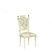 Melody Jane Dolls Houses Dollhouse Hand Painted White Floral Chair JBM Miniature Dining Room Furniture
