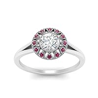Choose Your Color 925-Sterling-Silver Prong Setting Round Ring Modern-Classic Wedding Engagement Solitaire Ring Daily Wear Party Wear Women and Girls Jewelry Size : 4 to 13