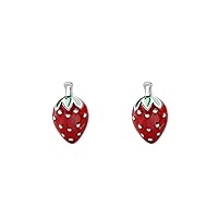 925 Sterling Silver Fruit Pineapple Strawberry Stud Earrings, Jewelry Gifts for Women Teens Girls