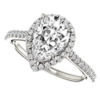 Mois 4 CT Pear Cut Colorless Moissanite Engagement Ring Wedding/Bridal Ring, Diamond Ring, Anniversary Solitaire Halo Accented Promise Vintage Antique Gold Silver Ring Perfact for Gift