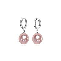 10.5x11mm Pink Baroque Freshwater Cultured Pearl Dangle Earrings for Womenin in Sterling Silver - PremiumPearl