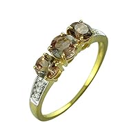Carillon Stunning Andalusite Round Shape 5MM Natural Earth Mined Gemstone 10K Yellow Gold Ring Wedding Jewelry for Women & Men
