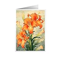 ARA STEP Unique All Occasions Astrounaut with Flowers Greeting Cards Assortment Vintage Aesthetic Notecards 10 (Day Lily Flower 2, Set of 8 SIZE 105 x 148.5 mm / 4.1 x 5.8 inches)
