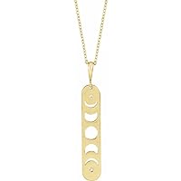 14k Yellow Gold Necklace Round Natural Diamond 1mm 0.01 Carat I1 G h 16 18 Inch Polished .01 Celestial Moon P Jewelry for Women