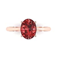 Clara Pucci 1.9ct Oval Cut Solitaire Natural Crimson Deep Red Garnet Proposal Wedding Bridal Designer Anniversary Ring 14k Rose Gold