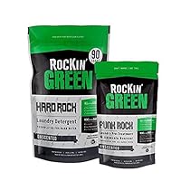 Rockin’ Green Funk Rock Ammonia Bouncer (16oz) Bundle with Hard Rock Laundry Detergent (45oz) | Hard Water Soap and Laundry Pre-Wash Powder | Unscented and Fragrance Free | Vegan and Eco-Friendly
