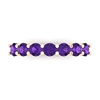 1.05 ct Brilliant Round Cut Natural Amethyst 18K Rose Gold Engagement Wedding Stackable Band SZ 6.75