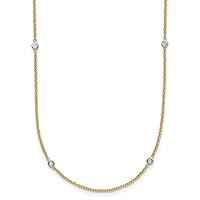 18k Yellow Gold 1.5mm Diamond Stations Cable Chain Necklace
