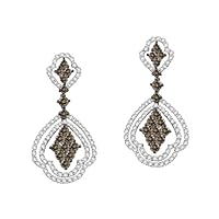 10K White Gold 1Cttw White and Brown Diamonds Dangling Earrings