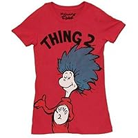 Dr. Seuss Thing 1 or 2 Heather Red Juniors T-shirt (Juniors XX-Large, Thing 2)