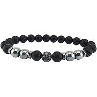 Black Obsidian Bracelet Natural Stone Bead Bracelet Adjustable Magnet Wristband Bracelet Men Women Lucky Energy Bracelet le Hand Chain Jewelry Gifts Attractive Processed