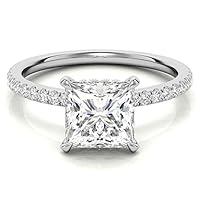 2.2 Ct Princess Cut Moissanite Engagement Rings For Women Hidden Halo 925 Sterling Silver & 10K 14K 18K Real Gold Diamond Promise Rings Gift For Her