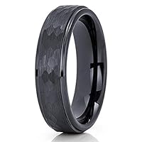 Hammered Black Tungsten Ring,Tungsten Wedding Band,6mm Black Tungsten Ring,Anniversary,Engagement Ring
